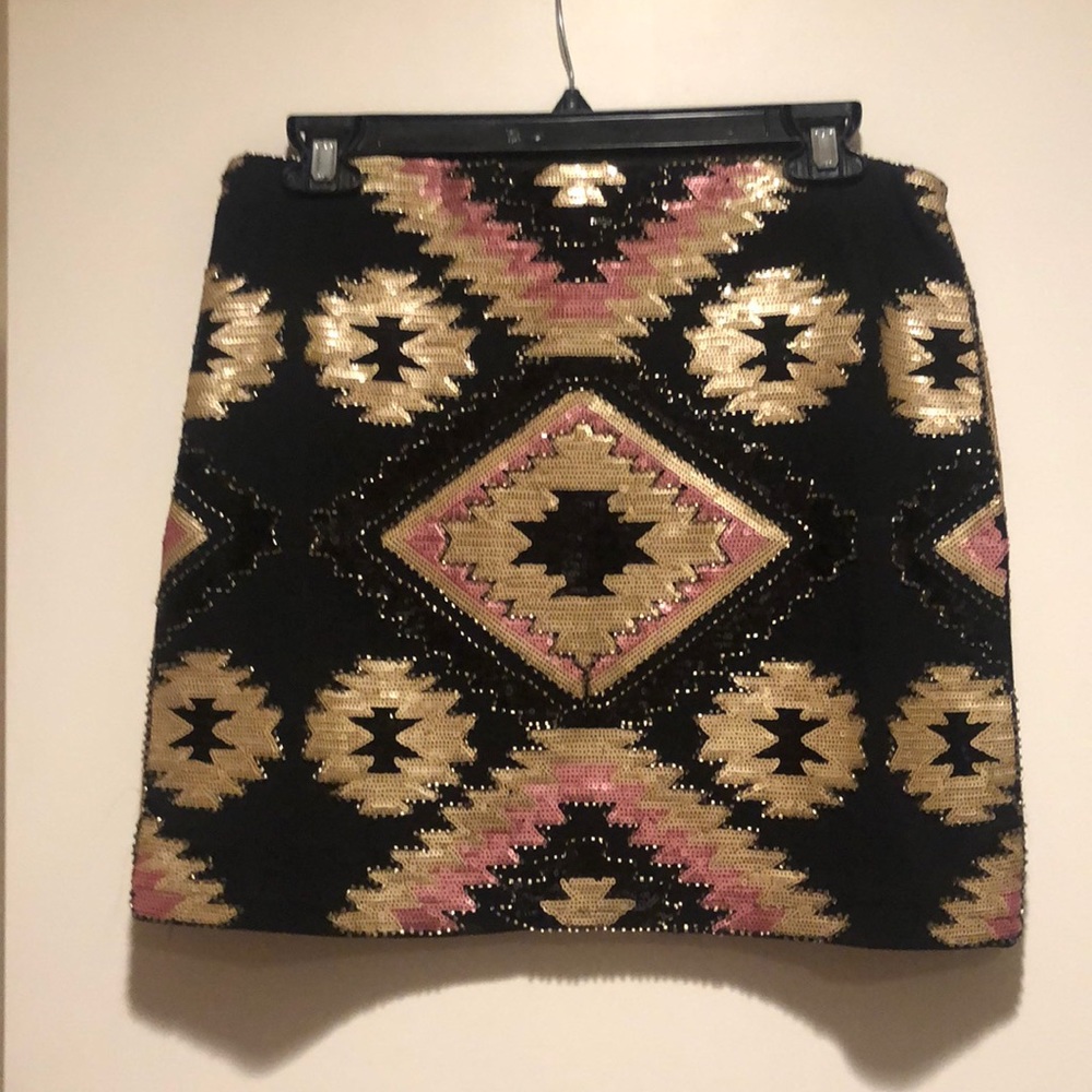 Black and gold Aztec mini skirt